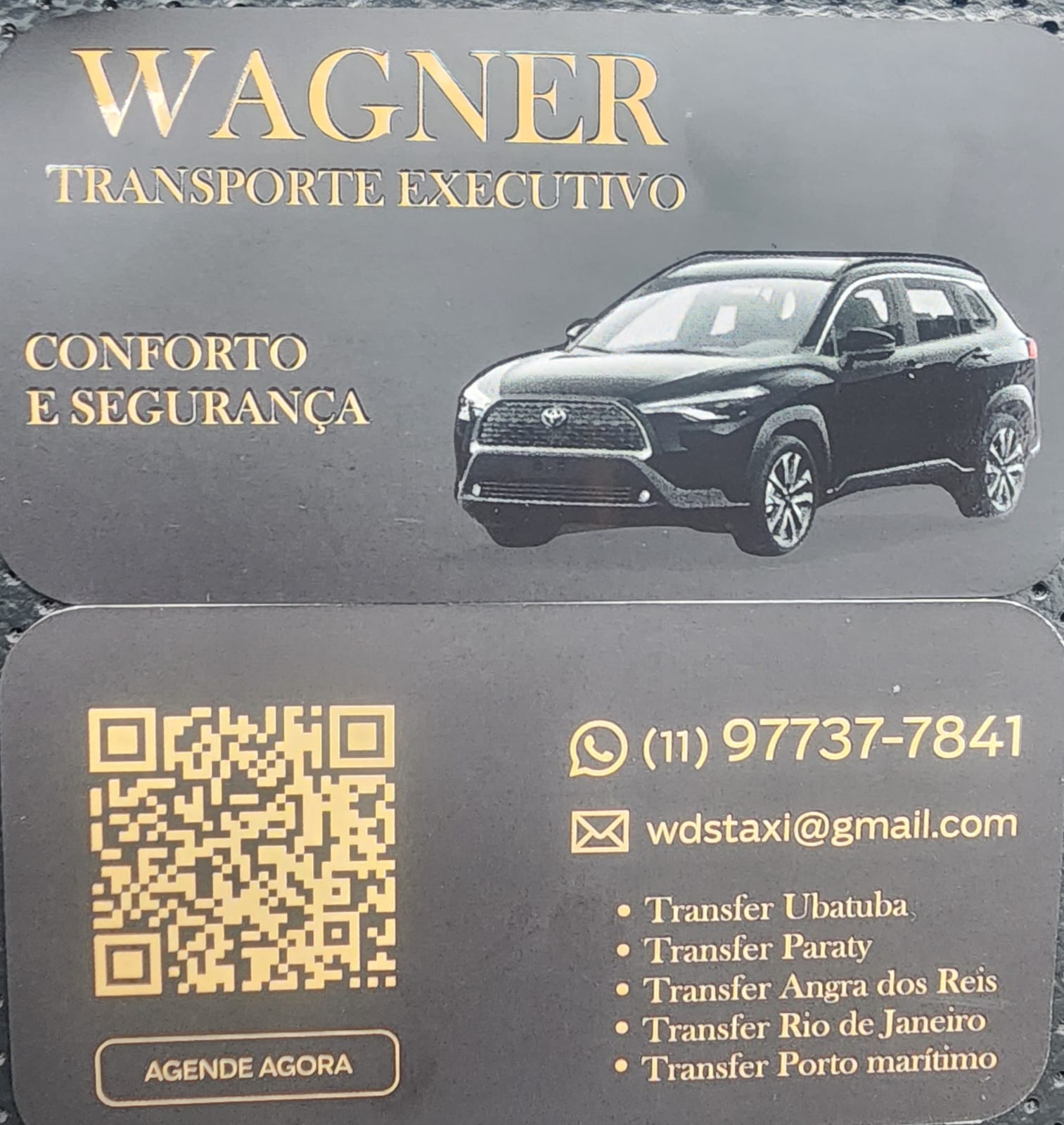 Cartão de visita Wagner Transporte Executivo com QR code